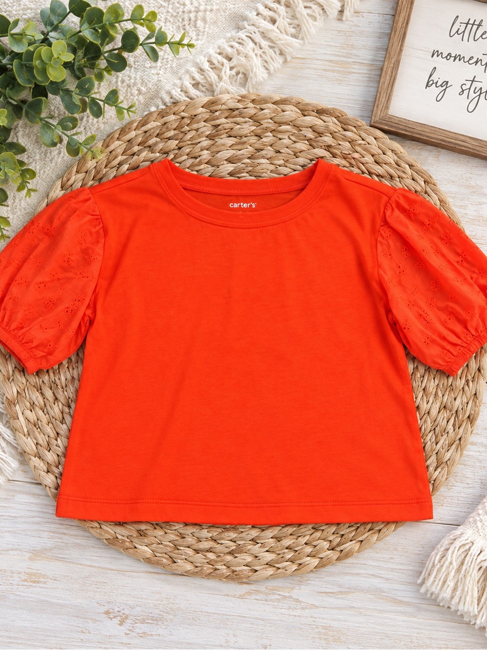 Carter's Bright Orange Puff Sleeve Tee